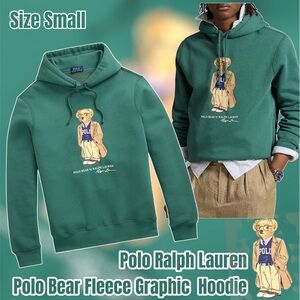 Polo by Ralph Lauren Teal Polo Bear Hoodie, Size Small, (Green) MSRP $188